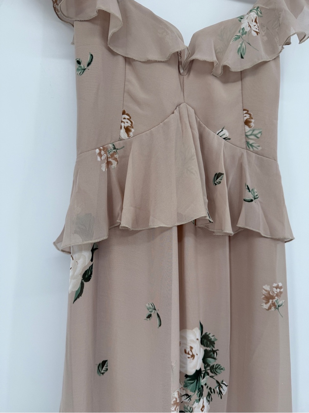 Show Me Your Mumu Floral Ruffle Midi Dress XS Beige Romantic Cottagecore - Picture 15 of 15